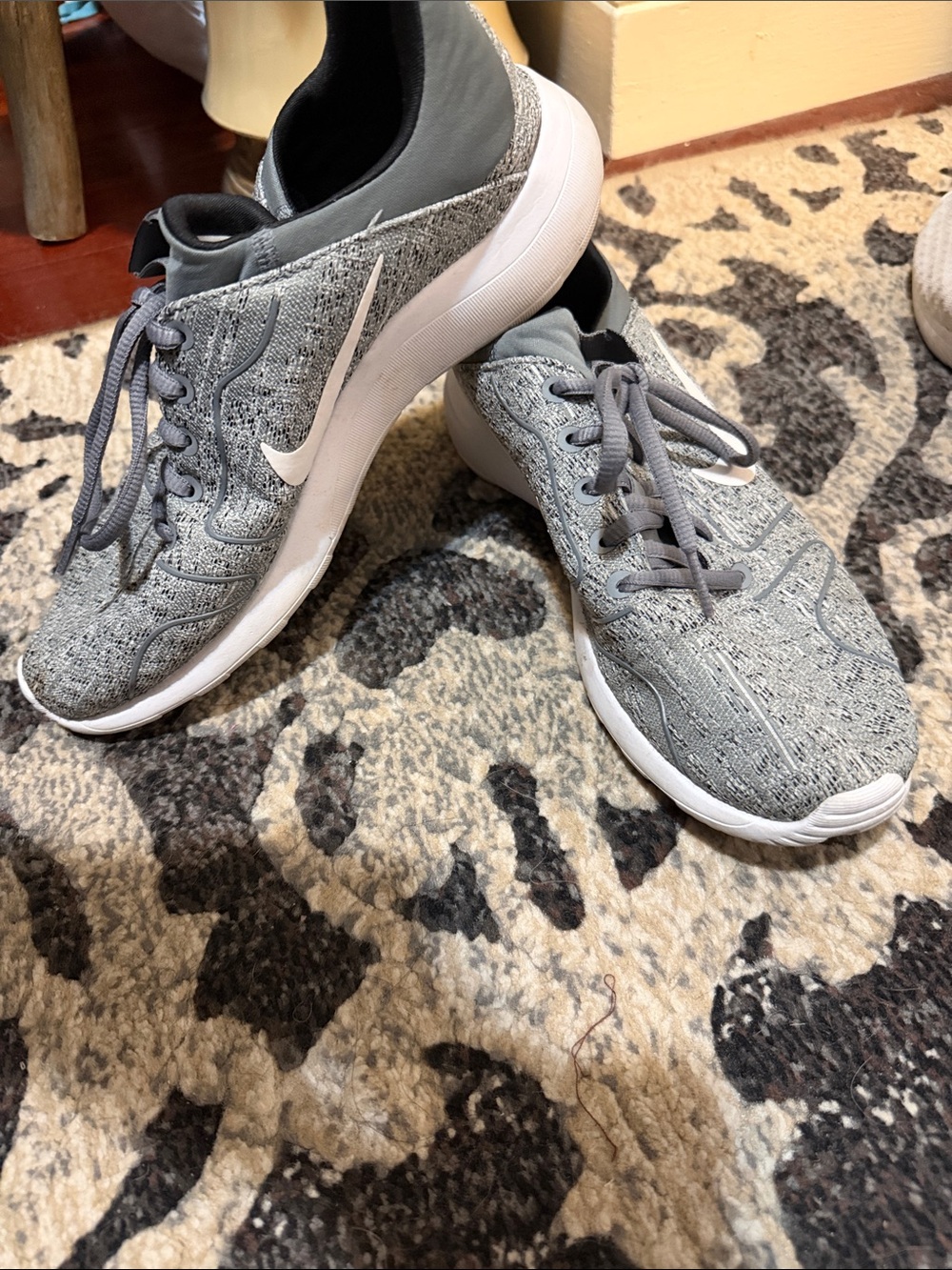 Nike Women's Gray Knit Training Sneakers with White Swoosh
